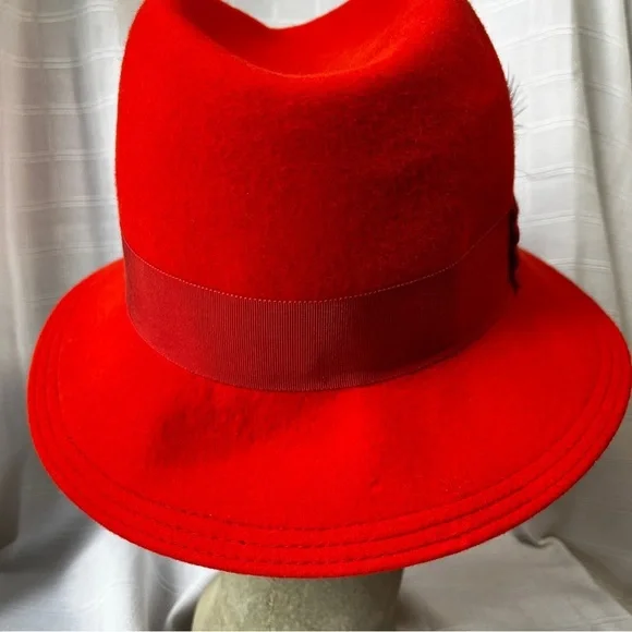 Doeskin Felt 100% Wool Career Collection Fedora Hat with Feather Vintage 60’s - Picture 4 of 15